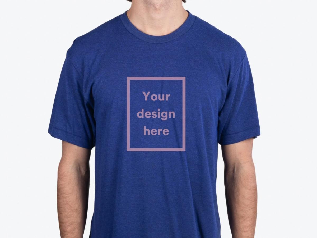 A navy custom t-shirt option.
