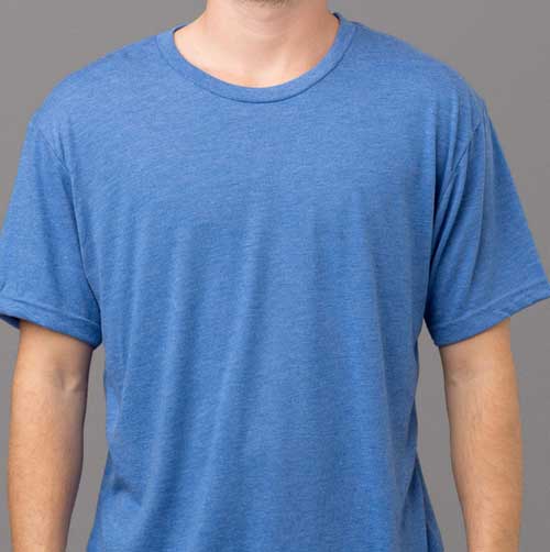 man wearing blue trim-blend t-shirt