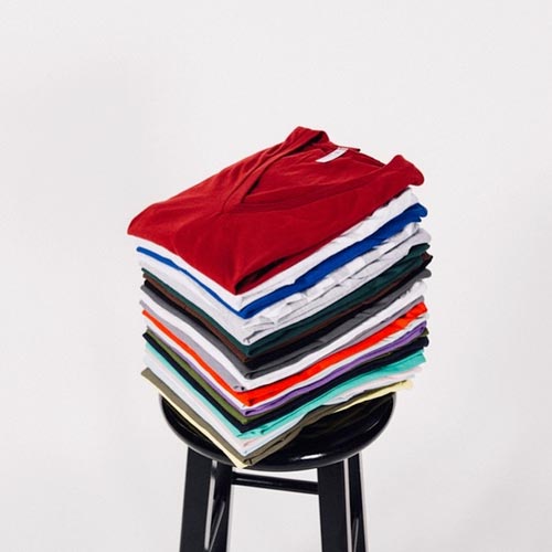 stack of different color v-necks