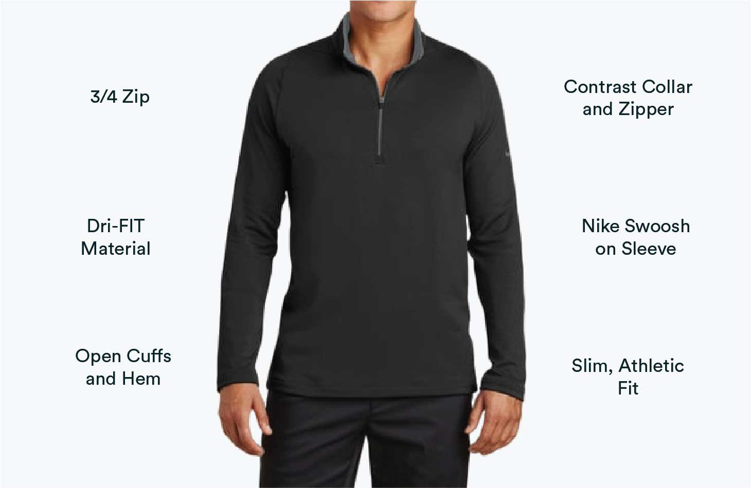 man wearing nike drive-fit 1/2 zip pu