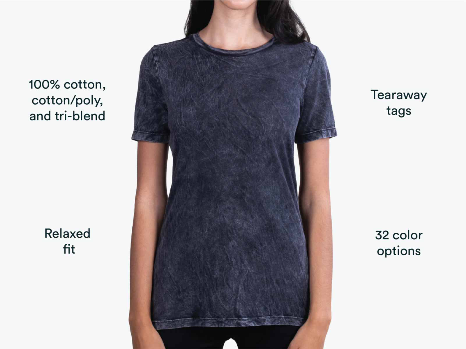 girl wearing black acid wash shirt