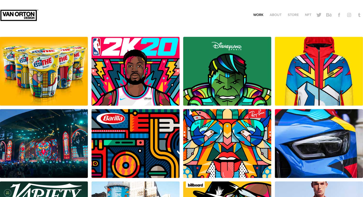 webpage full of design illustrations