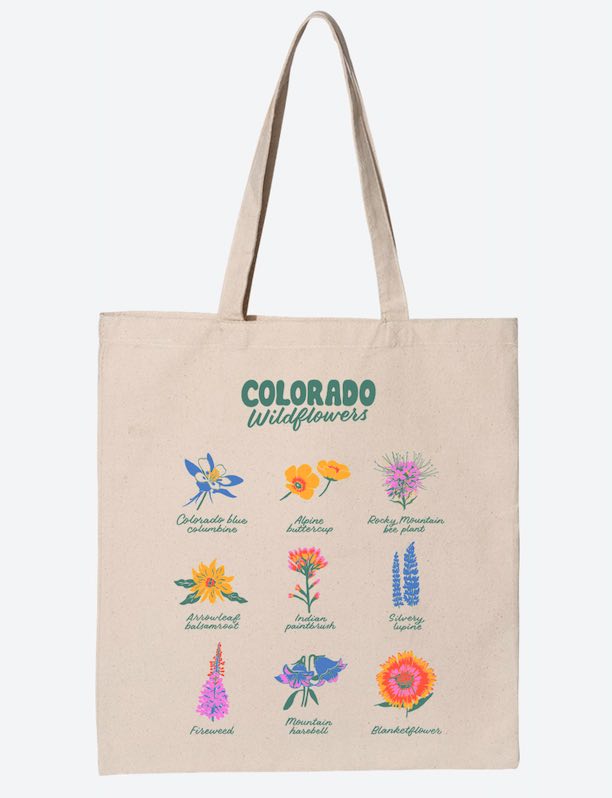 Custom tote bag with wildflower design