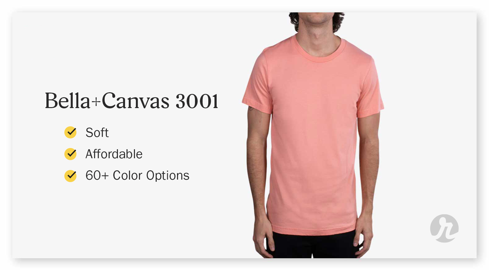 Man wearing pink Bella+Canvas 3001 shirt