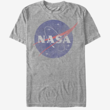 A light gray, vintage looking shirt with the NASA logo.